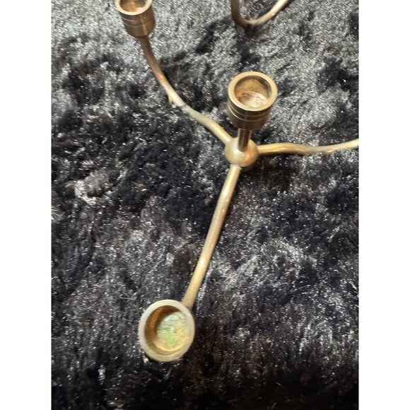 Vintage Brass Atomic Mid-Century Candelabra Denmark  Set Of 2 - Picture 3 of 7